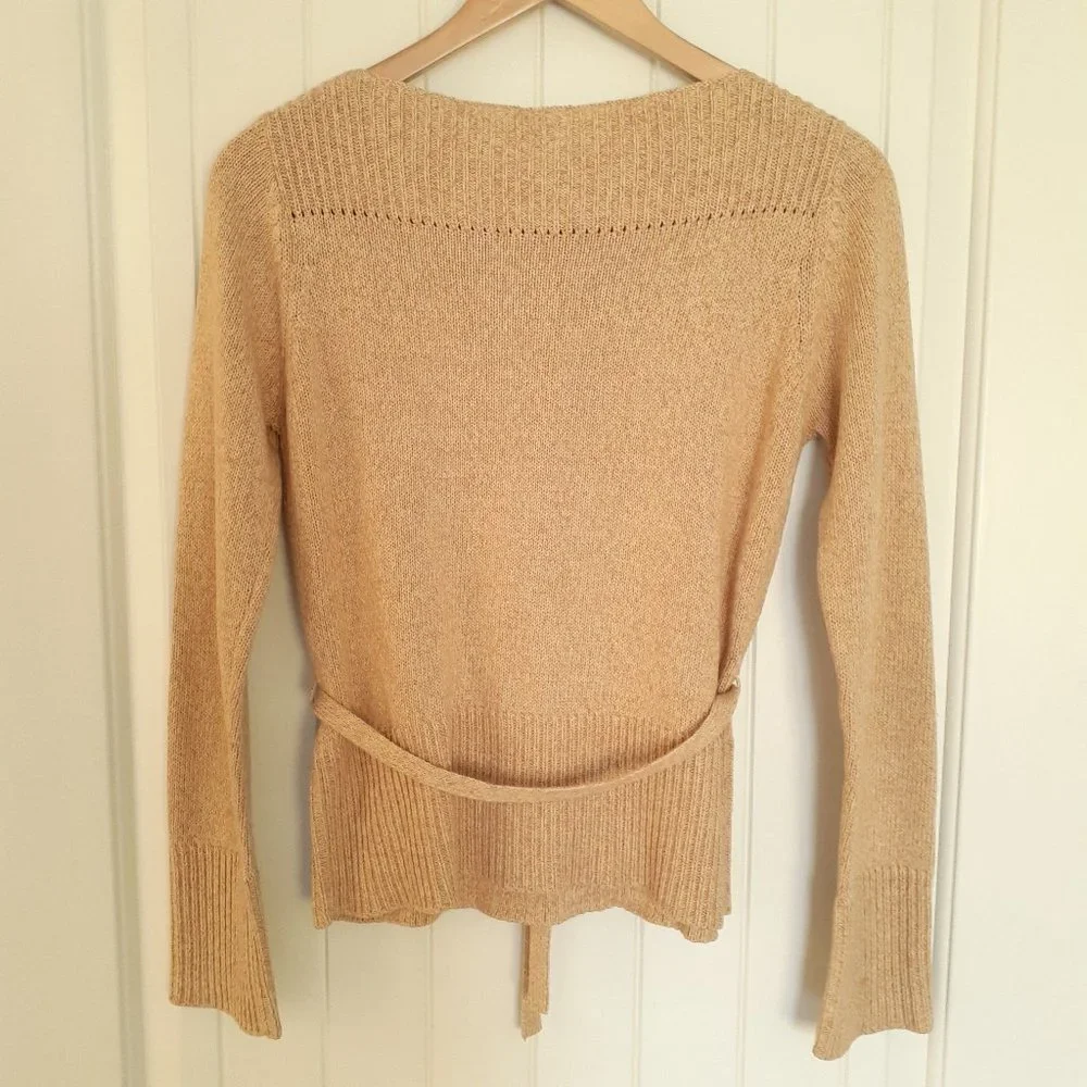 Moth Boatneck Cotton Sweater With Self Belt Gold Yellow Size S